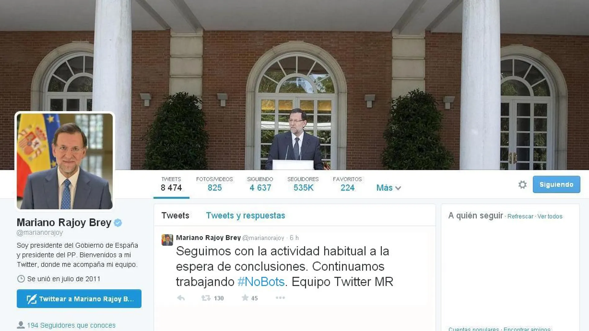 Perfil de Twitter de Mariano Rajoy