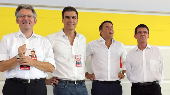 Pedro Sánchez, junto a Renzi y Valls Pedro Sánchez, junto a Renzi y Valls