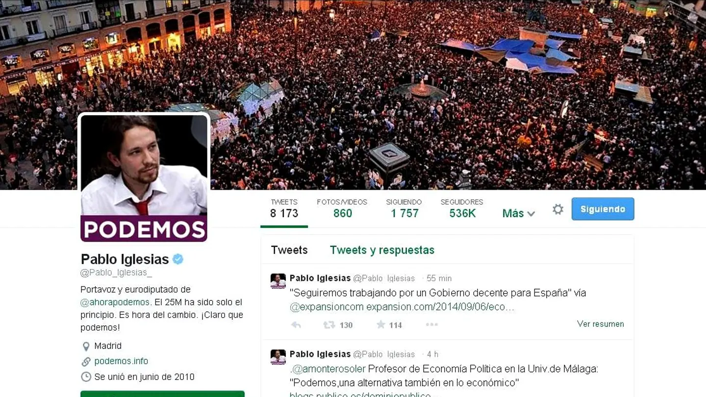 Cuenta de Twitter de Pablo Iglesias Cuenta de Twitter de Pablo Iglesias