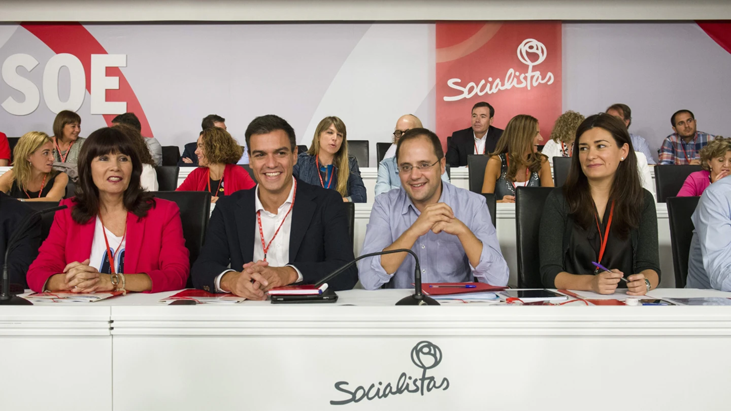 Sánchez, con Luena, Navarro y Montón Sánchez, con Luena, Navarro y Montón