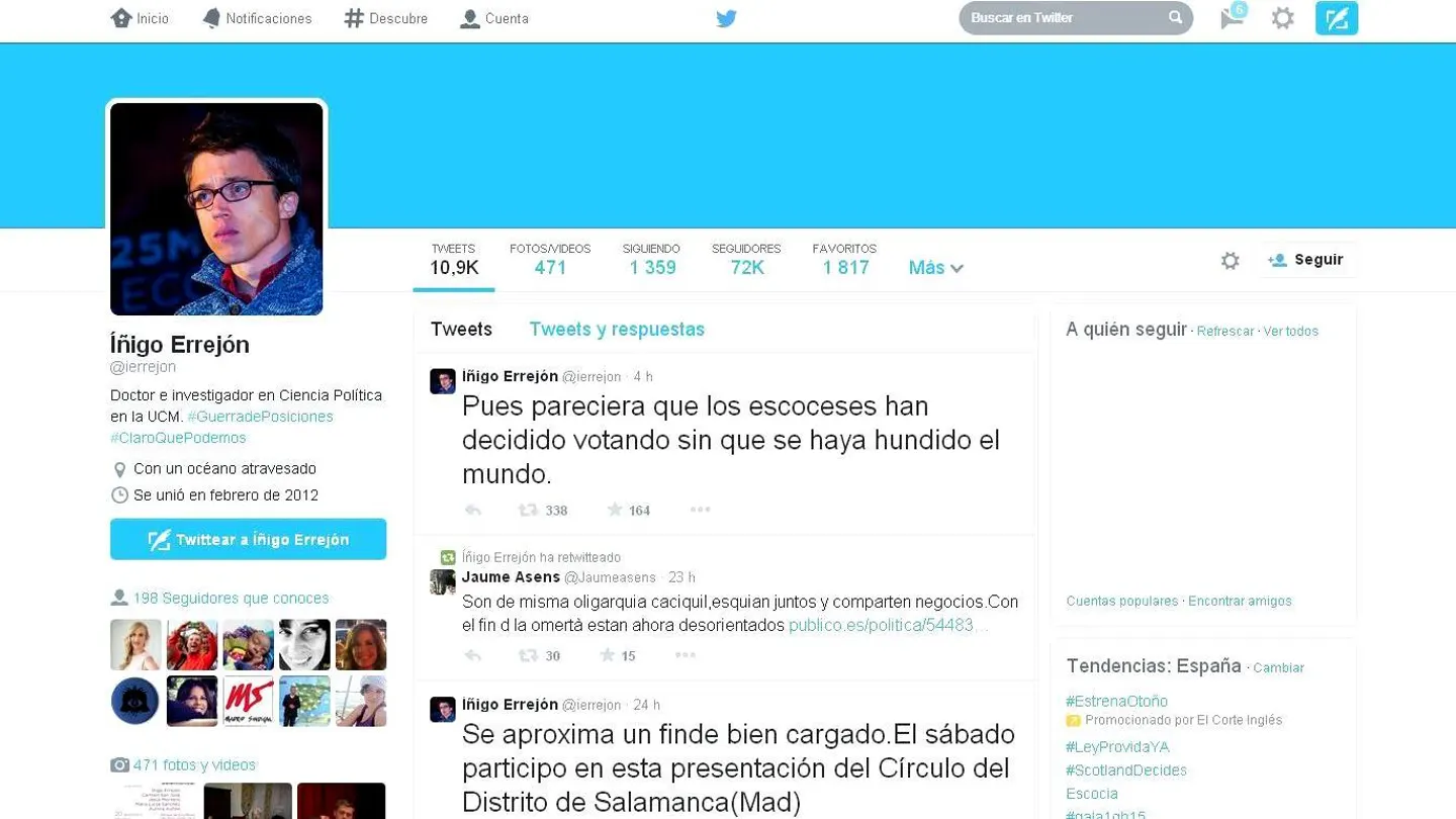 Twitter de Íñigo Errejón Twitter de Íñigo Errejón