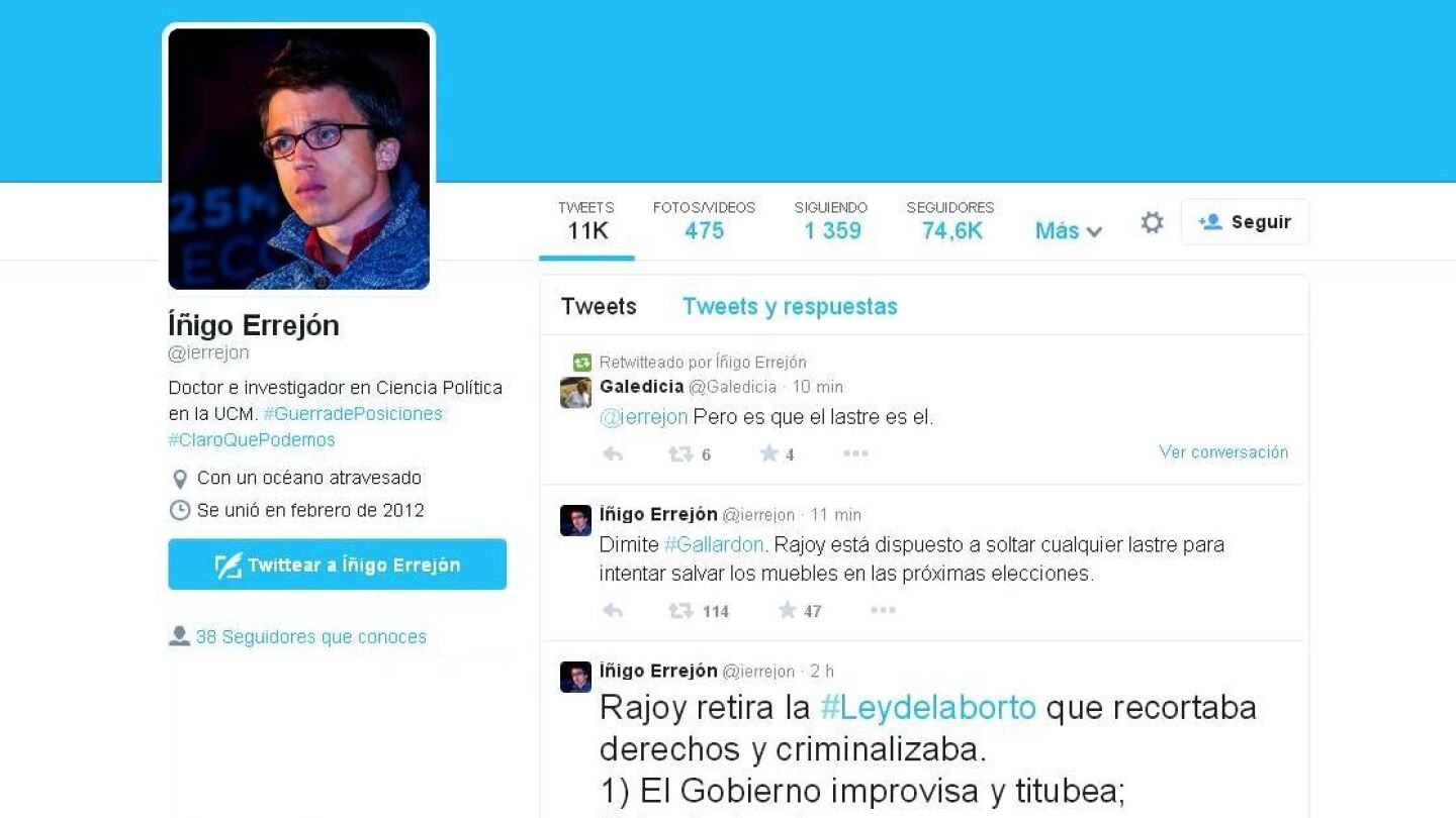 Twitter de Errej&oacute;n