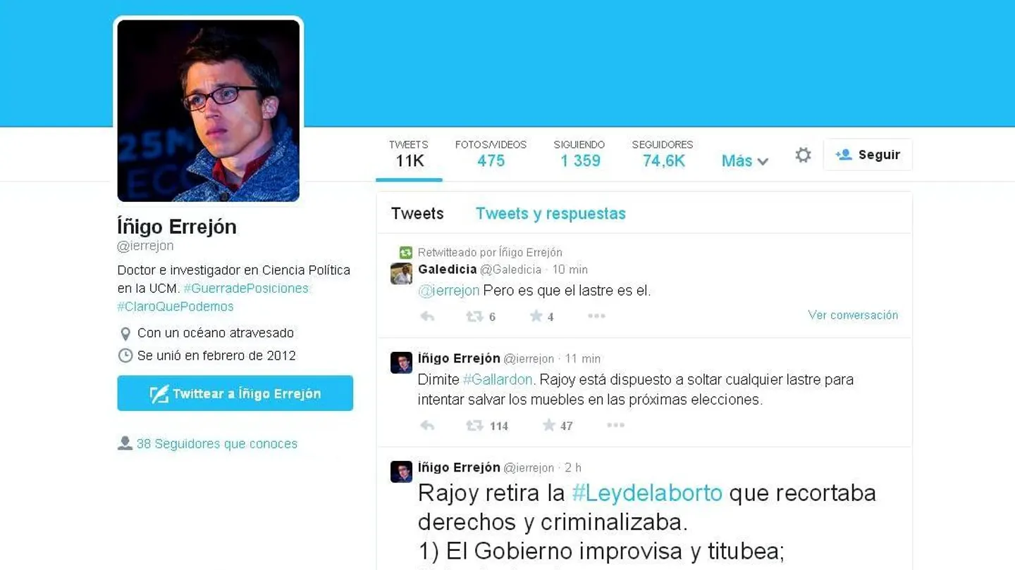 Twitter de Errejón Twitter de Errejón