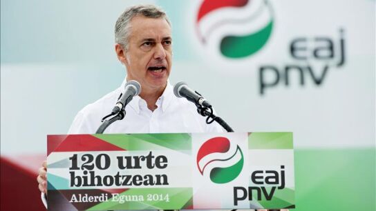 Urkullu durante su intervenci&oacute;n en el Alderdi Eguna 2014