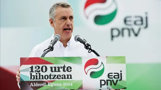 Urkullu durante su intervención en el Alderdi Eguna 2014 Urkullu durante su intervención en el Alderdi Eguna 2014