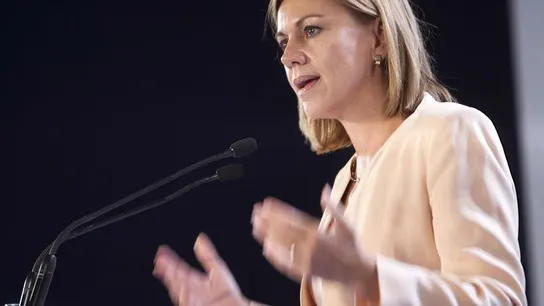 Cospedal, durante su discurso de apertura de la reunión interparlamentaria Cospedal, durante su discurso de apertura de la reunión interparlamentaria