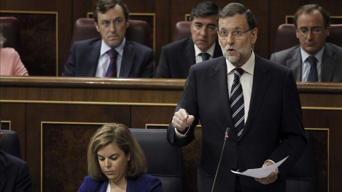El presidente del Gobierno, Mariano Rajoy, durante su intervenci&oacute;n