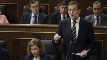 El presidente del Gobierno, Mariano Rajoy, durante su intervención