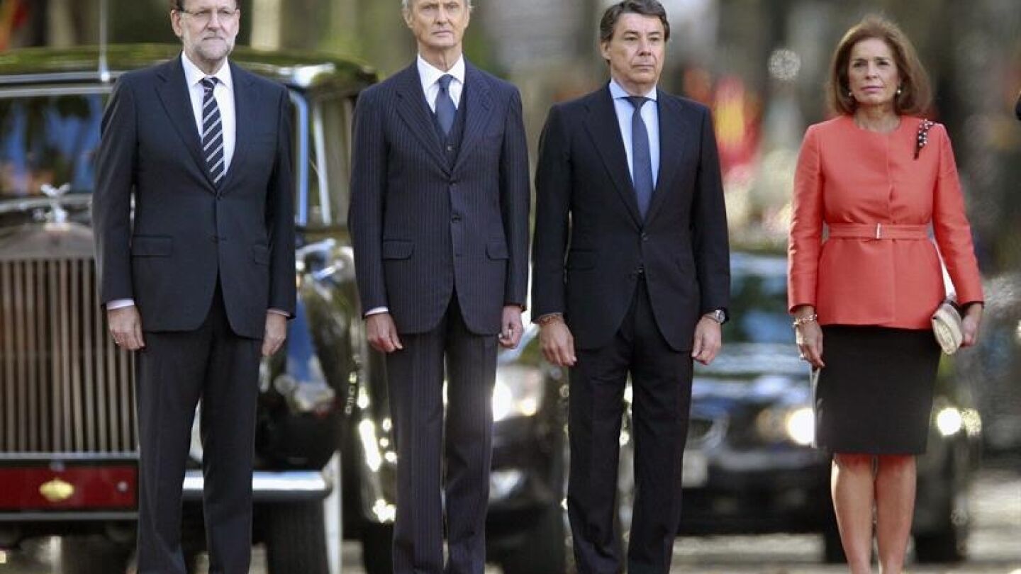 Mariano Rajoy, junto a Pedro Moren&eacute;s, Ignacio Gonz&aacute;lez y Ana Botella