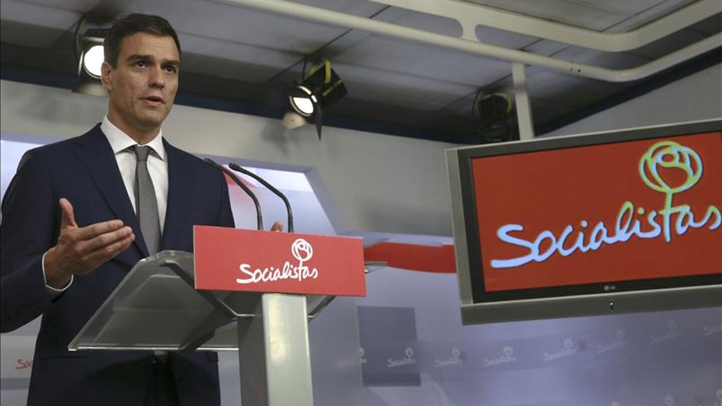 Pedro S&aacute;nchez, durante la rueda de prensa posterior a la reuni&oacute;n de la comisi&oacute;n permanente de la Ejecutiva del partido