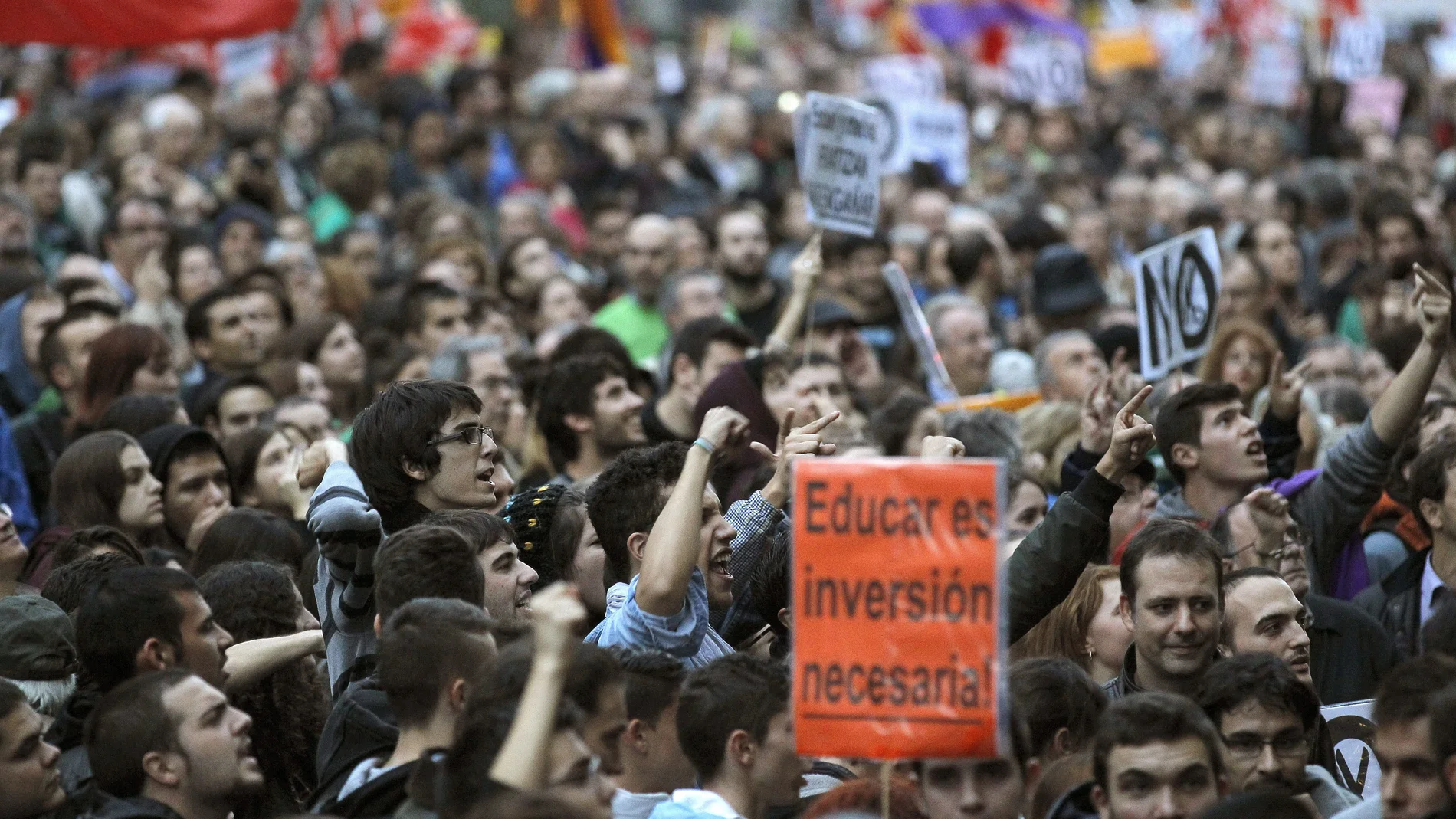 Estudiantes durante una jornada de huelga en Madrid
