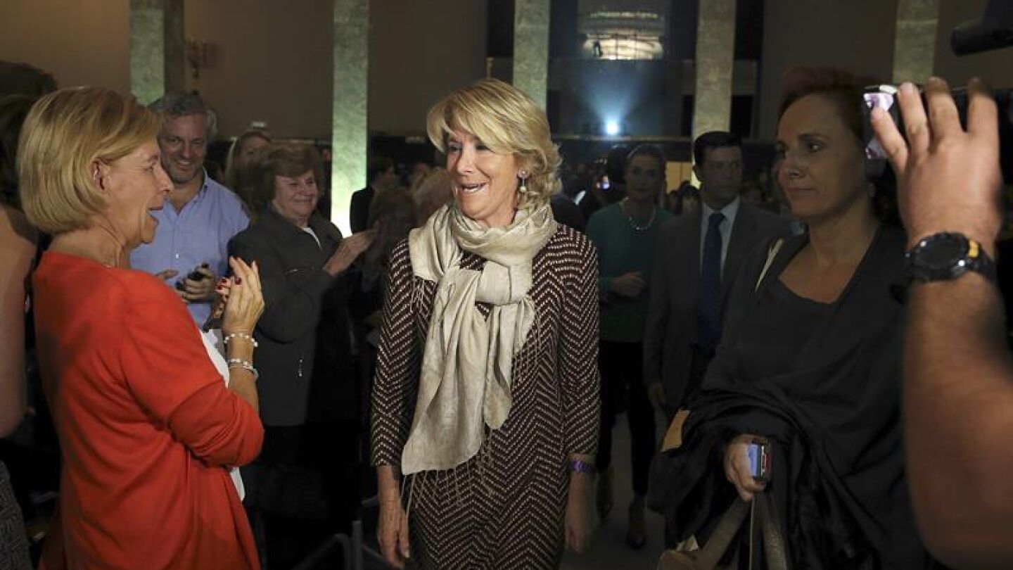 Esperanza Aguirre antes de pronunciar su discurso