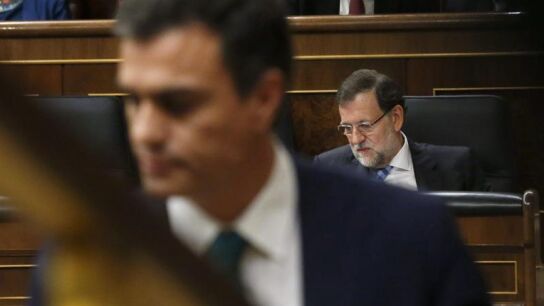 Pedro S&aacute;nchez y Mariano Rajoy en el Congreso