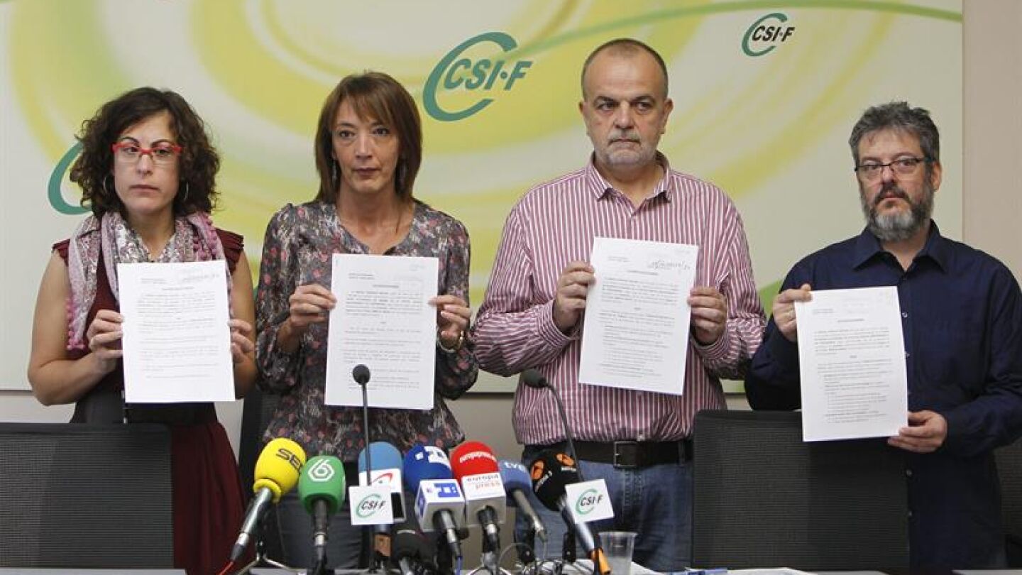 El responsable de Acci&oacute;n Sindical de Sanidad de CSIF, Fernando Hontangas y la portavoz del CSI-F Madrid.