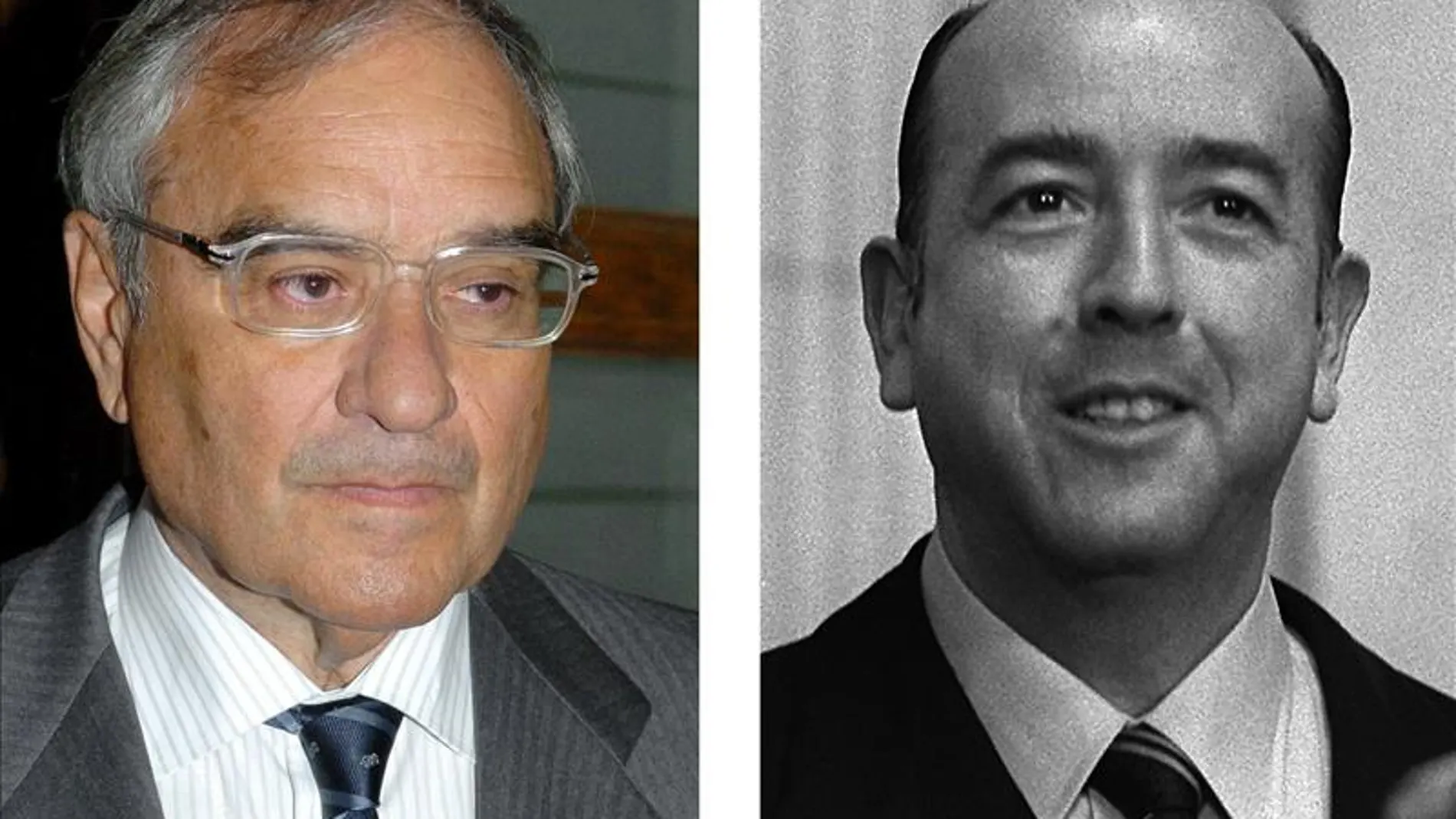 Fotografía de archivo del exministro de la transición Rodolfo Martín Villa (i) y del exministro franquista José Utrera Molina