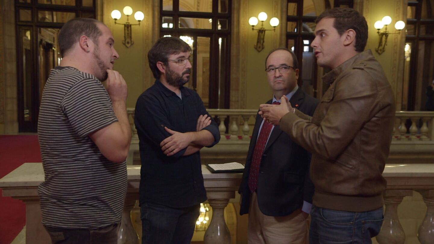 David fern&aacute;ndez, Jordi &Eacute;vole, Miquel Iceta y Albert Rivera en 'Salvados'