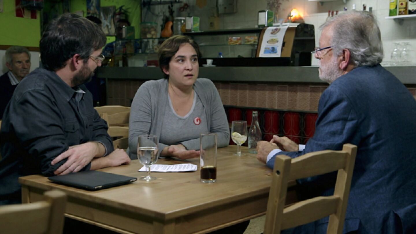 Ada Colau, con Juan Carlos Rodr&iacute;guez Ibarra y Jordi &Eacute;vole