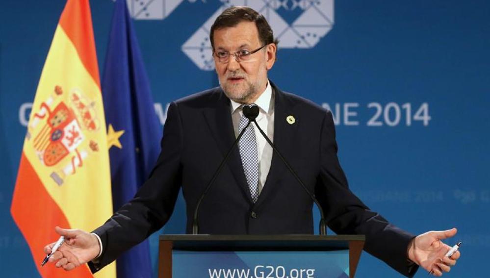 Rajoy habla con los periodistas en la cumbre del G20