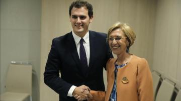 La líder de UPyD Rosa Díez y el presidente de Ciutadans, Albert Rivera