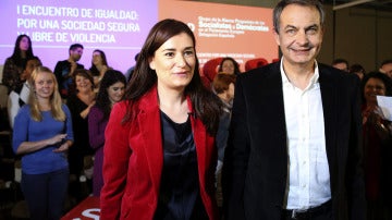 El expresidente del Gobierno José Luis Rodríguez Zapatero y Carmen Montón