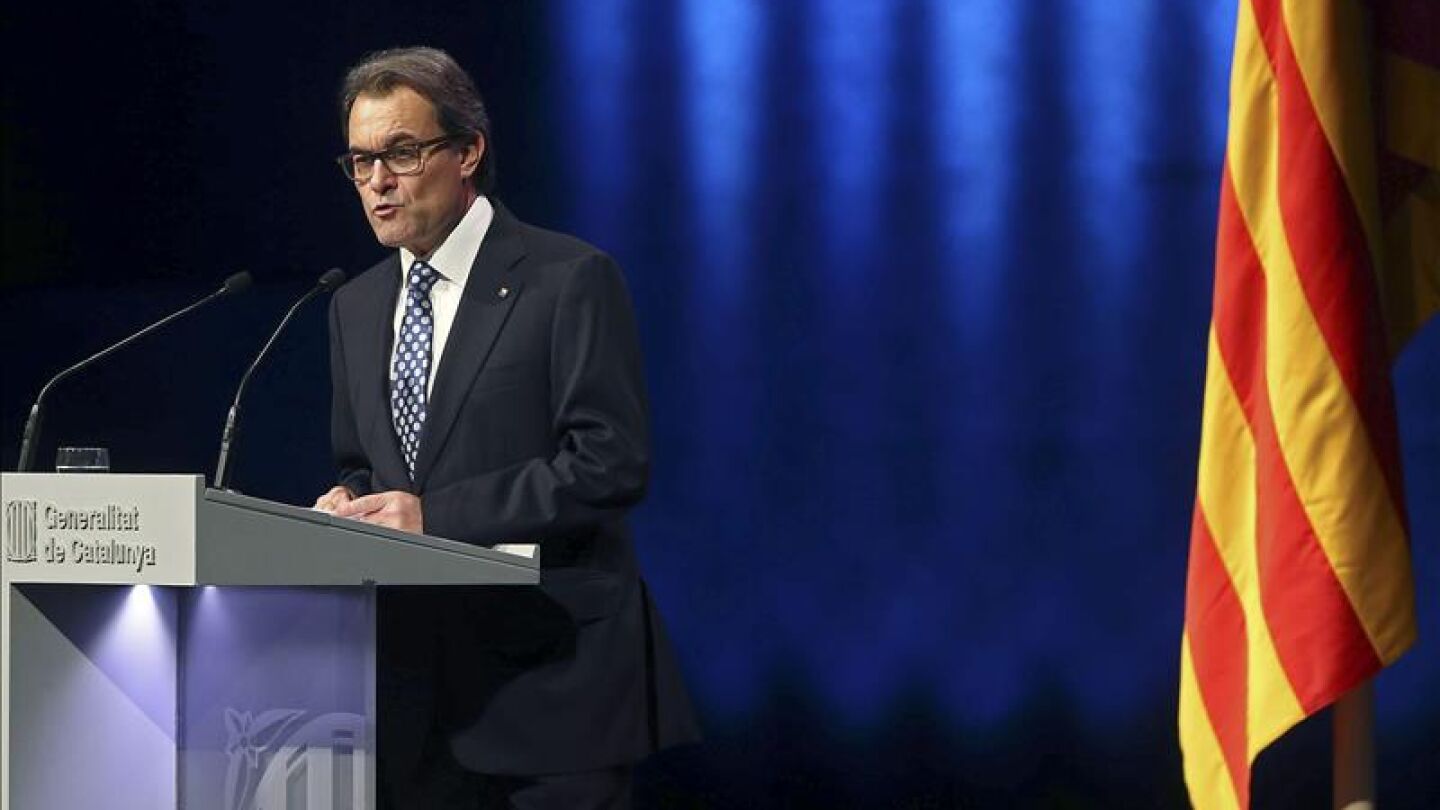 El presidente catal&aacute;n y l&iacute;der de CiU, Artur Mas, durante su conferencia