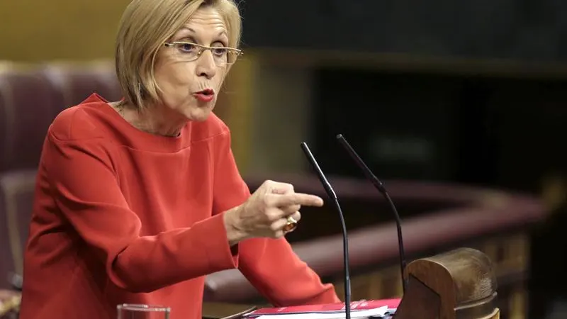 La líder de UPyD, Rosa Díez, durante su intervención en el pleno del Congreso de los Diputados