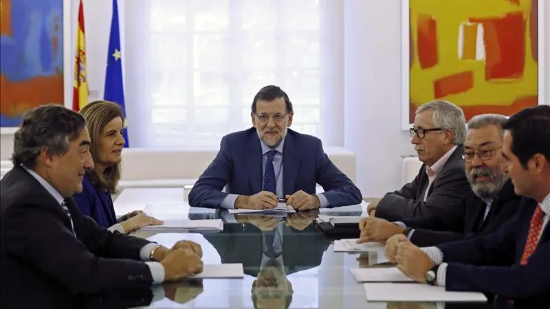 Rajoy, Báñez, Rosell, Toxo y Méndez