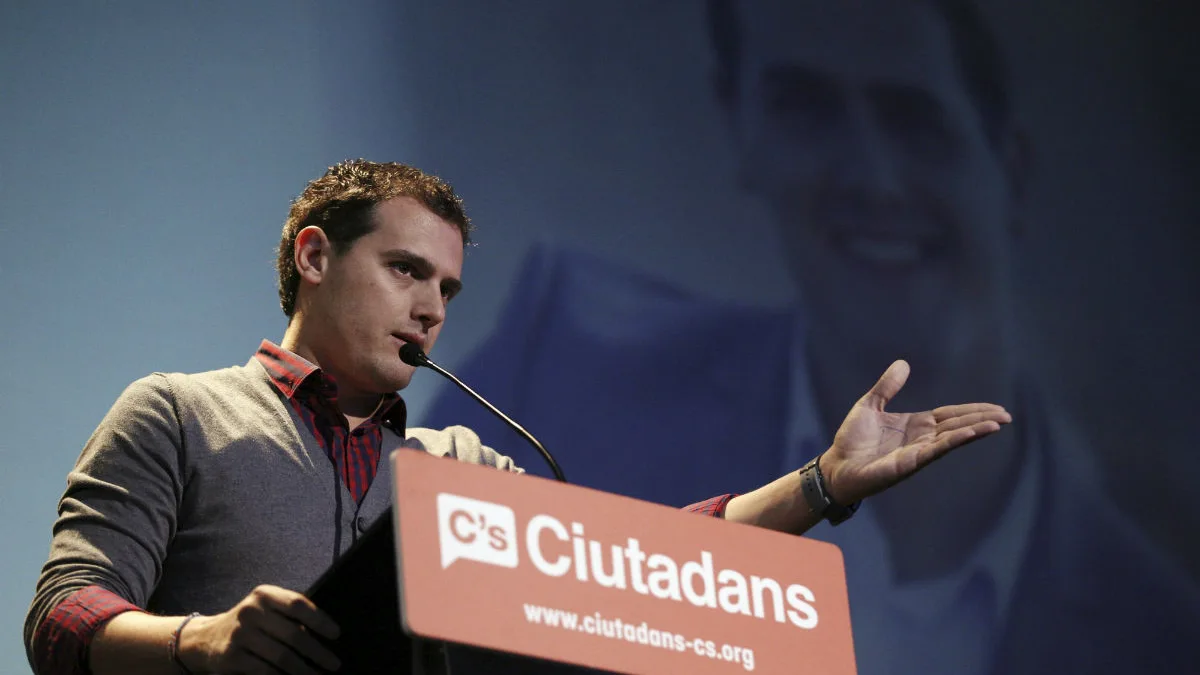 El líder de Ciutadans Albert Riveradurante su intervención en el 36 aniversario de la Constitución El líder de Ciutadans Albert Riveradurante su intervención en el 36 aniversario de la Constitución