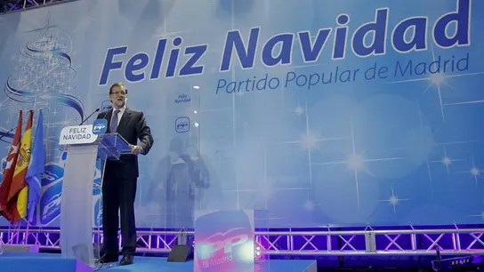 Rajoy, durante su intervención en la tradicional cena de Navidad del PP Rajoy, durante su intervención en la tradicional cena de Navidad del PP