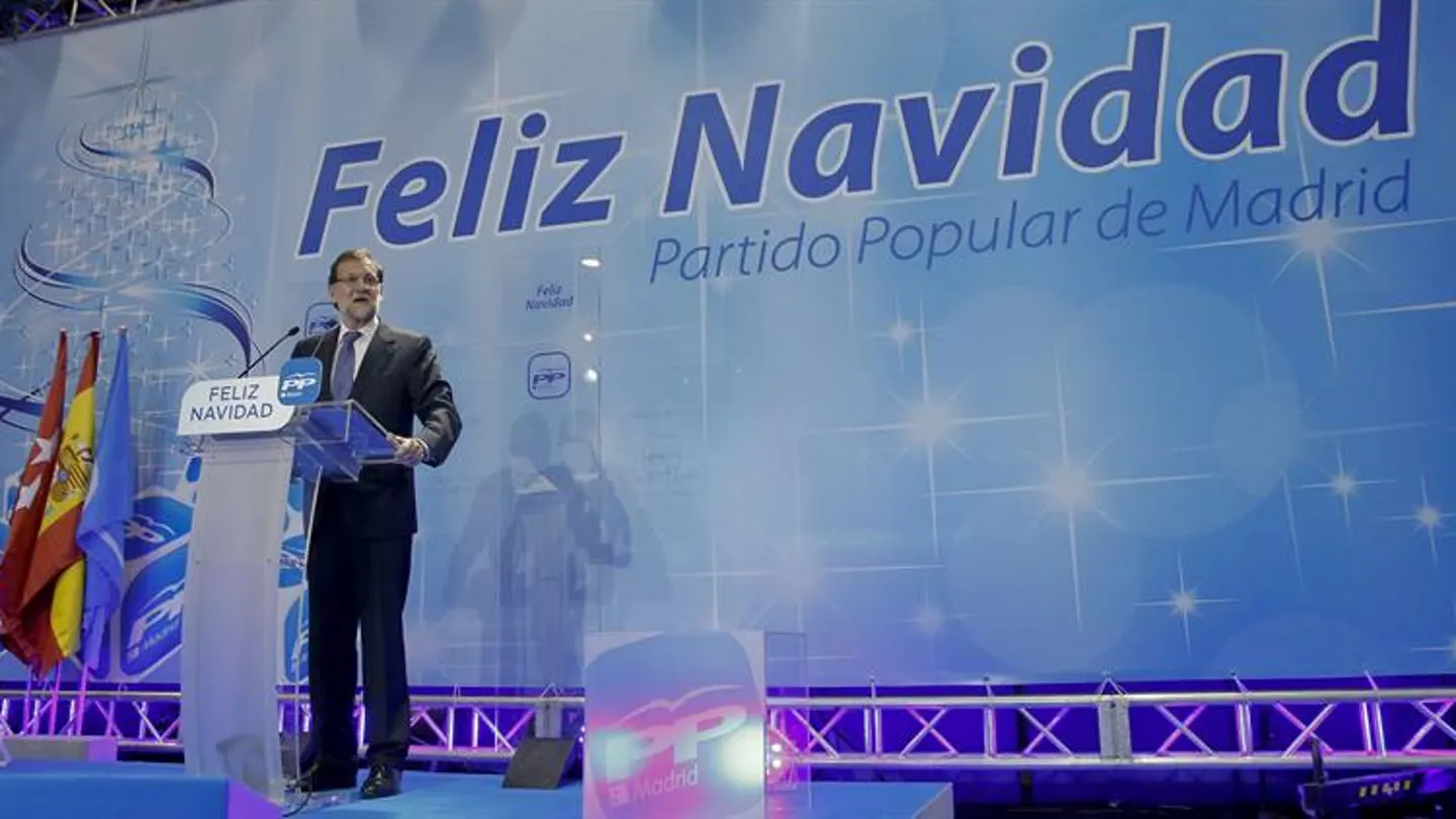 Rajoy, durante su intervención en la tradicional cena de Navidad del PP Rajoy, durante su intervención en la tradicional cena de Navidad del PP