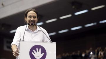 Pablo Iglesias en el mitin de de Podemos en Barcelona