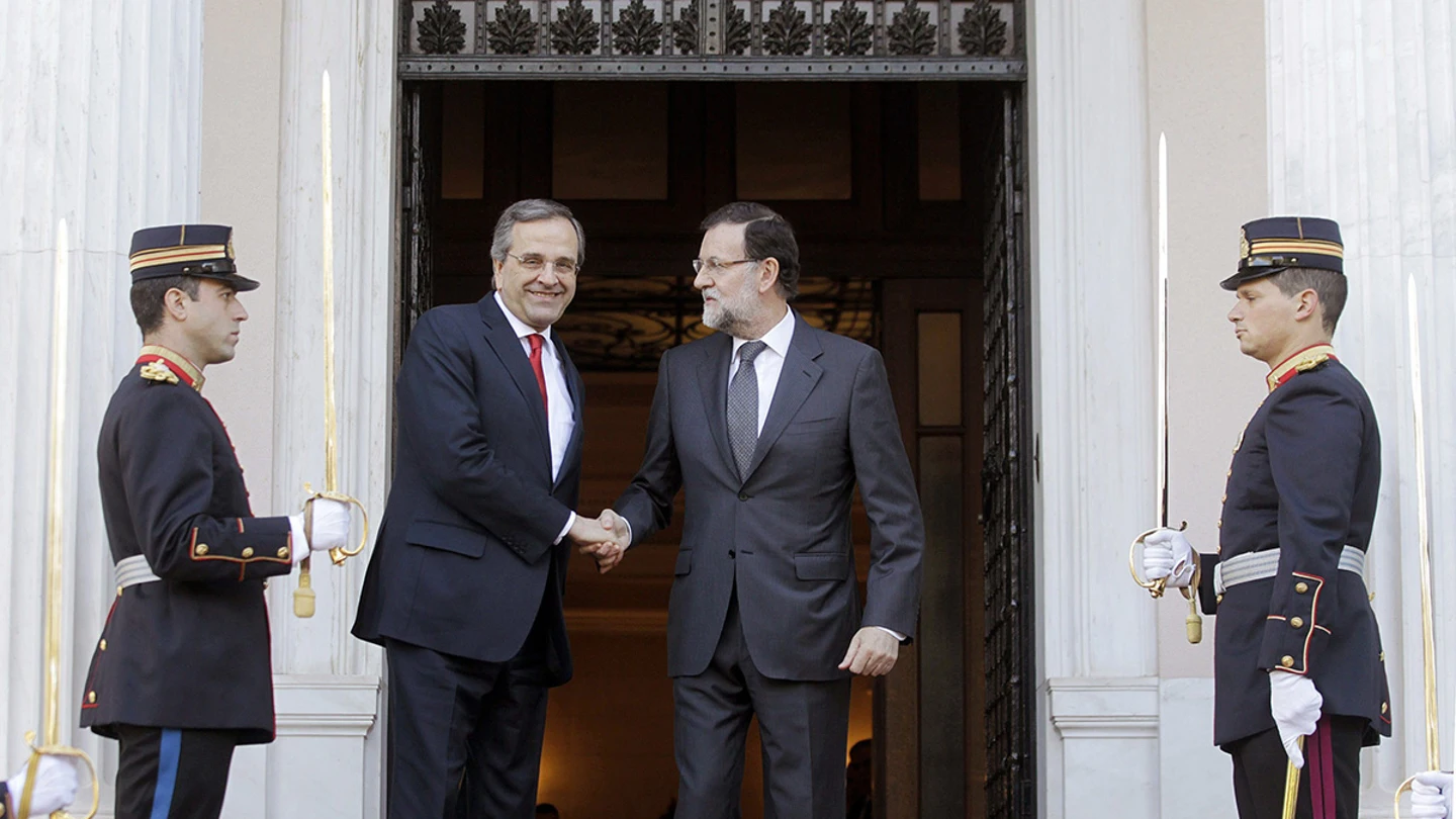 Andonis Samaras recibe a Mariano Rajoy Andonis Samaras recibe a Mariano Rajoy