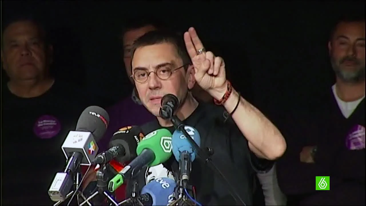Juan Carlos Monedero, durante un mitin de Podemos Juan Carlos Monedero, durante un mitin de Podemos
