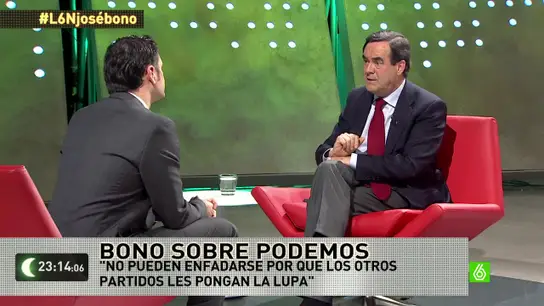 José Bono: "Pablo Iglesias ya no es un tertuliano con un megáfono en la mano, y en este baile le pueden dar pisotones" José Bono: "Pablo Iglesias ya no es un tertuliano con un megáfono en la mano, y en este baile le pueden dar pisotones"