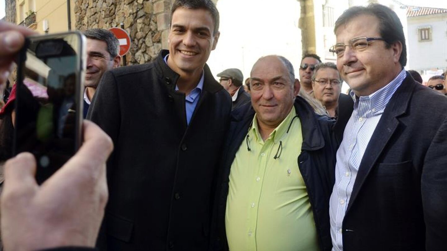 Pedro S&aacute;nchez en su visita a Extremadura