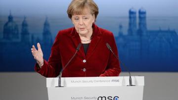 La canciller alemana, Angela Merkel, durante su discurso en la Conferencia de Seguridad de Munich