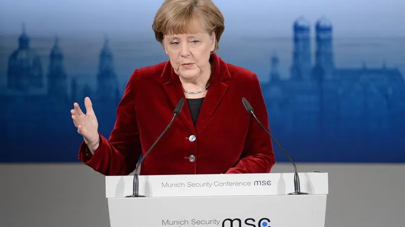 La canciller alemana, Angela Merkel, durante su discurso en la Conferencia de Seguridad de Munich