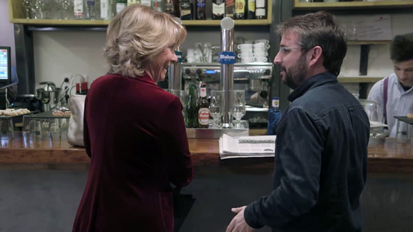 Esperanza Aguirre y Jordi &Eacute;vole, en 'Salvados'