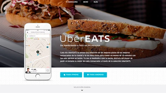 Página web de UberEats Página web de UberEats