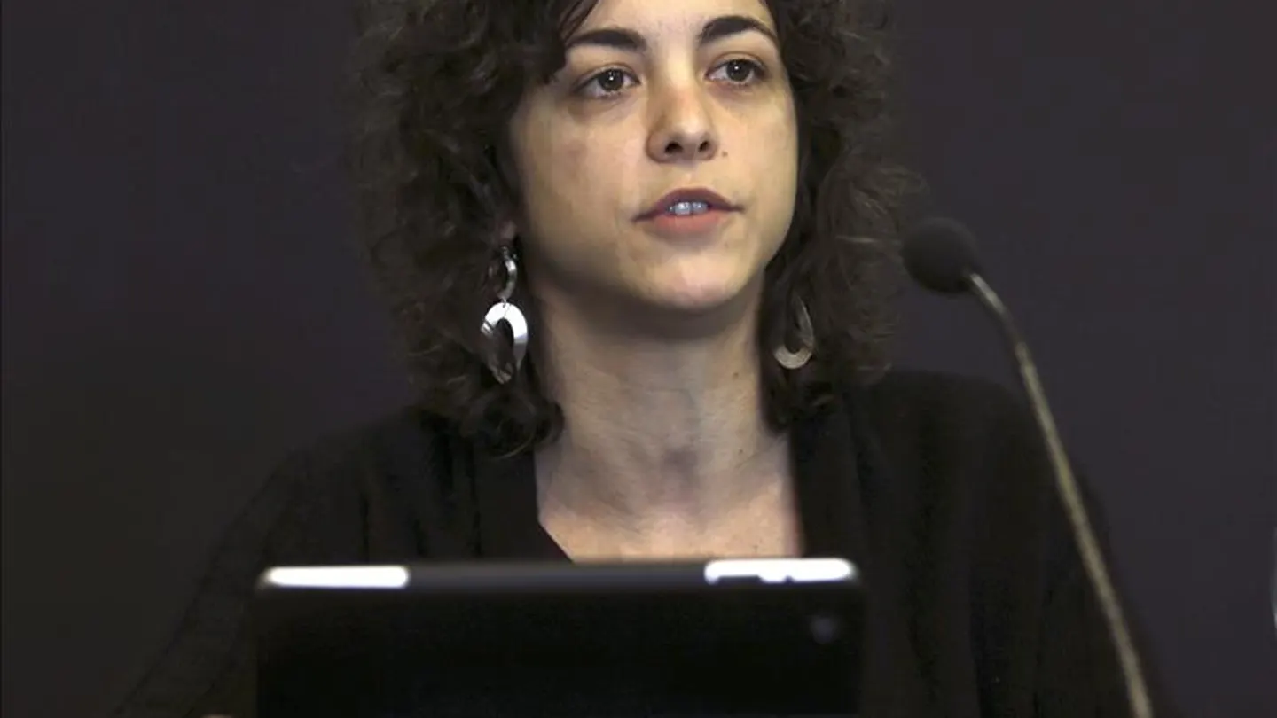Tania González, durante su comparecencia tras la reunion del consejo de dirección de Podemos Tania González, durante su comparecencia tras la reunion del consejo de dirección de Podemos