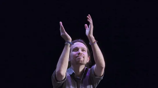 Pablo Iglesias en su debate paralelo Pablo Iglesias en su debate paralelo