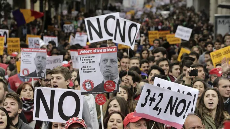 Estudiantes participando en las huelgas educativas