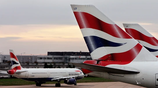 Aviones de British Airways, en el aeropuerto de Heathrow Aviones de British Airways, en el aeropuerto de Heathrow