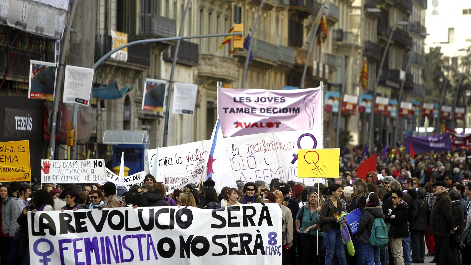 Marcha en Barcelona por el Día Internacional de la Mujer Trabajadora