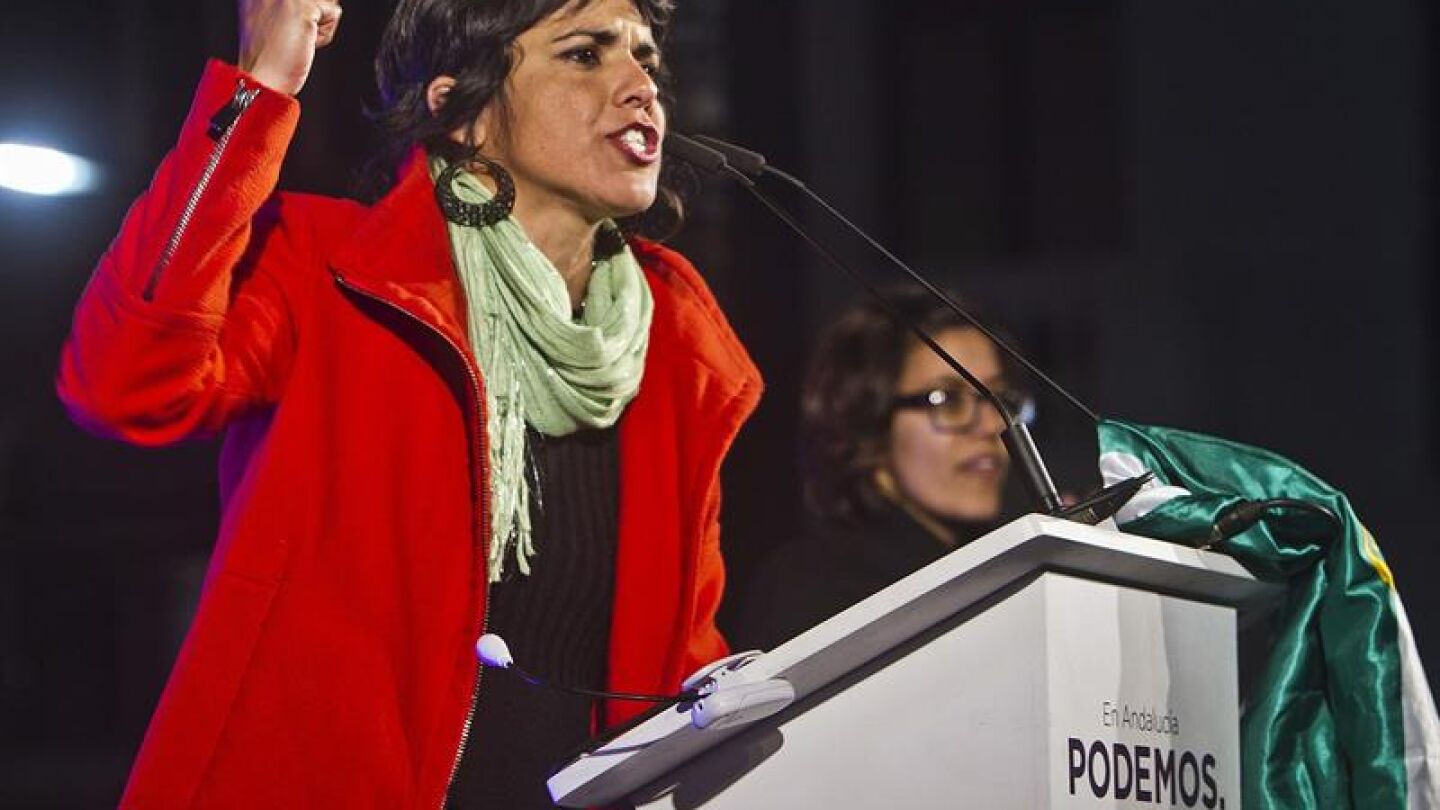 Teresa Rodr&iacute;guez durante un acto p&uacute;blico