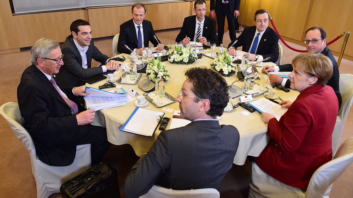 Alexis Tsipras con l&iacute;deres europeos