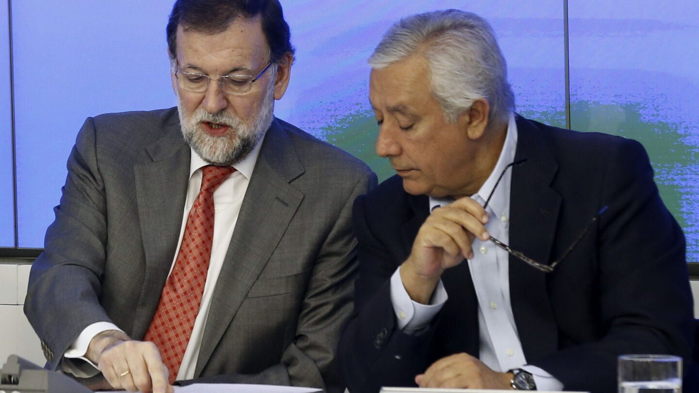 Mariano Rajoy y Javier Arenas en el Comit&eacute; Ejecutivo Nacional del PP