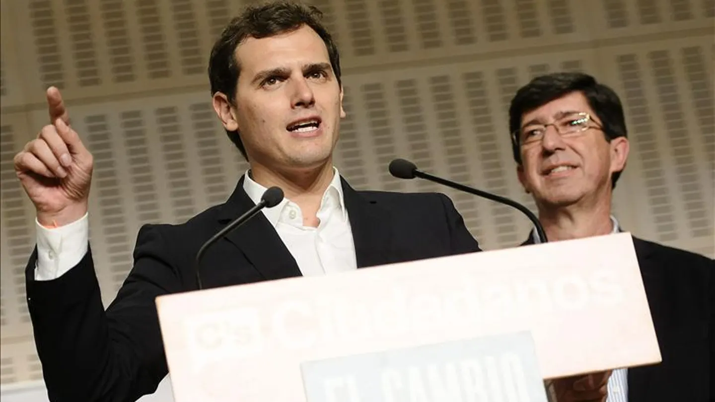 El lider nacional de Ciudadanos, Albert Rivera (i), acompañado por el candidato a la Presidencia de la Junta de Andalucia, Juan Marín El lider nacional de Ciudadanos, Albert Rivera (i), acompañado por el candidato a la Presidencia de la Junta de Andalucia, Juan Marín