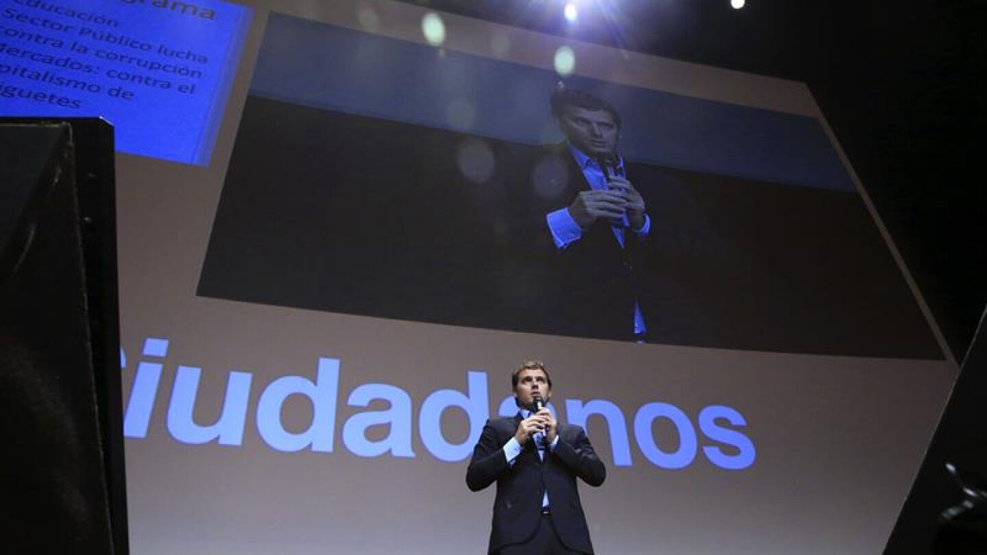 Albert Rivera durante un acto de precampa&ntilde;a