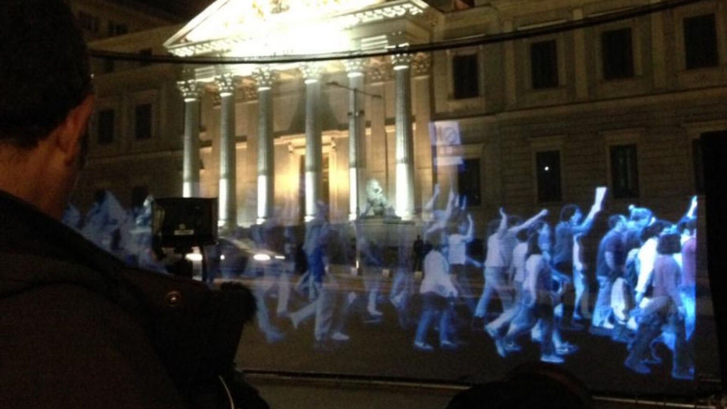 Hologramas protestando en la manifestaci&oacute;n contra la 'Ley Mordaza'